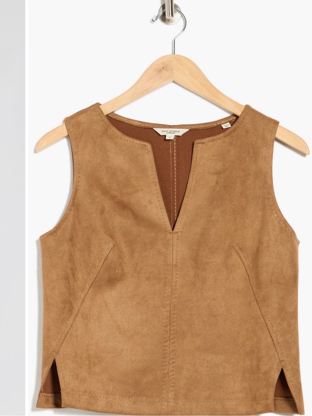 NWT Camel Suede-Look Sleeveless Top